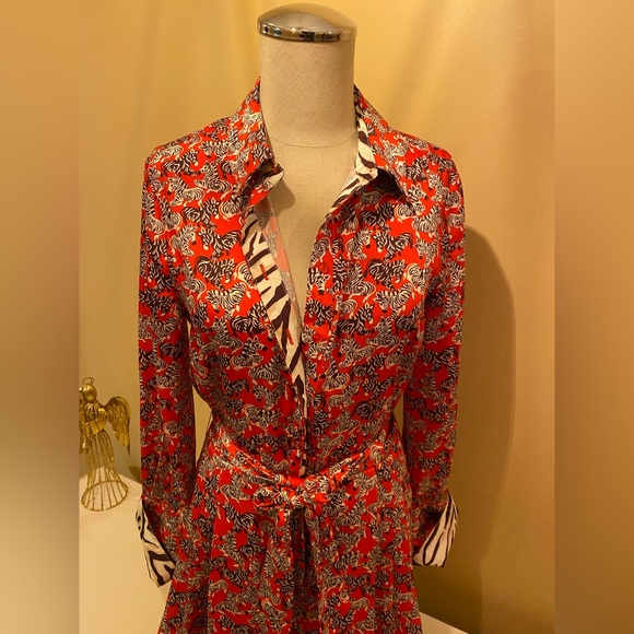 JB by Julie Brown Red and Black Fun zebra 🦓 Long Sleeve Dress with 2 pockets - Picture 2 of 8